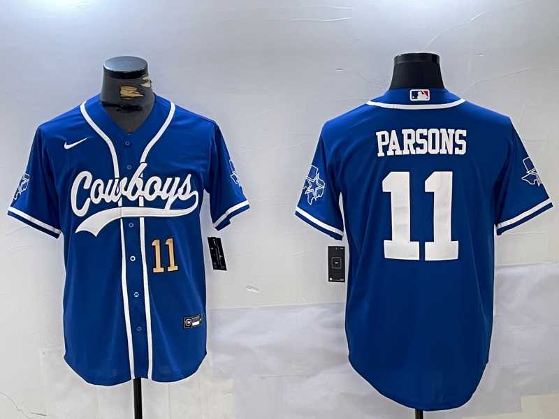 Men%27s Dallas Cowboys #11 Micah Parsons Light Blue Stitched Cool Base Nike Baseball Jerseys
